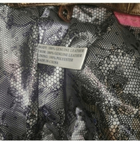 🍁🍂Vintage Betsey Johnson Bronze Leather Metalicize Me Lipstick Tote Handbag - Picture 5 of 10